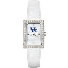 Kentucky Wildcats Ladies Allure Watch White Leather Strap LogoArt