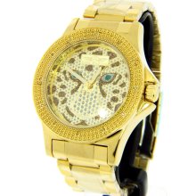 King Master Gold-tone Tiger Face Dial Diamond Men's Watch KM-38