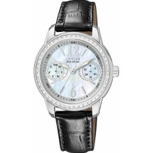 Ladies 32mm Eco-Drive Crystal Mother Of Pearl Timepiece