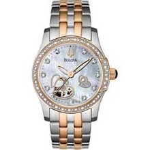 Ladies' Bulova Automatic Two-Tone Stainless Steel Watch with Mother-of-Pearl Dial (Model: 98R154) bulova