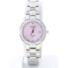 Ladies Bulova Marine Star 96r41 Diamond Accented Pink Mother Of Pearl Dial Watch