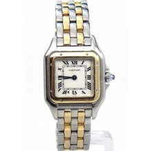 Ladies Cartier Panther 1120 Two-striped Quartz 18k & Ss Watch 44.1 Grams