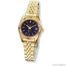 Ladies Charles Hubert 14k Gold-plated Brass Black Dial Watch