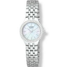 Ladies Citizen Sl Round Two Tone Bracelet Watch W/ Mother Of Pearl Dial
