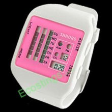 Ladies Girls Barcode Alarm Digital Sports Watch Band