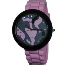 Ladies Mens Pink & Grey Camouflage Silicone Watch