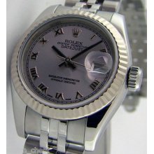 Ladies Rolex Datejust 18k&ss Rhodium Roman Dial 179174 Watch Chest