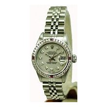 Ladies Rolex Datejust 1ct Channel Set & Rubies Bezel/White - Preowned