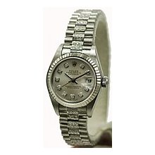 Ladies Rolex Datejust Preowned Watch Silver Dial/2ct Diamond Bracelet