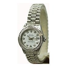 Ladies Rolex Datejust White Diamond Dial/1ct Diamond Bezel - Pre-Owned