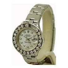 Ladies Rolex Pre-Owned Datejust Steel White/1.5ct Happy Diamond Bezel