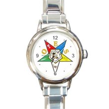 Ladies Round Italian Charm Watch OES Order Of The Eastern Star White 29283934