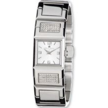 Ladies Stnlss Steel Silver Dial Crystal 18Mm Watch