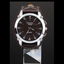 Leather Fashion Oversized Men Quartz Luminous Hands Wrist Watch Unisex