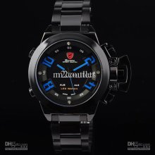 Led Quartz Digital Watches Date Day Men Luxury Sport Stainless Steel