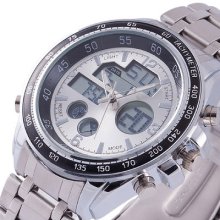 Limited Sports Men's Digital Quartz Led Analog Clock Stainless Wrist Watch