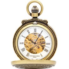 Lion theme mechanical pocket watch & chain by charles hubert #3866-g