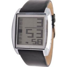 Lip Style Men's Lcd Black Leather Strap Watch 1028722