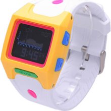 Lodown Plastic Resin Case Digital Quartz White Rubber Strap