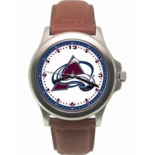 LogoArt Colorado Avalanche Men's Leather Rookie Watch