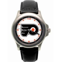 LogoArt Philadelphia Flyers Men's Leather Rookie Watch