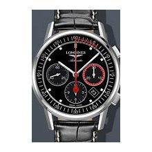 Longines Heritage Column-Wheel Chronograph Record 41mm Watch - Black Dial, Alligator Strap L47544524 Sale Authentic