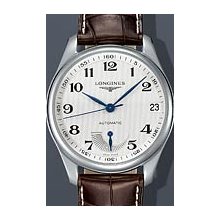 Longines Master Power Reserve 42mm Watch - Silver Dial, Brown Alligator Strap L26664783 Sale Authentic