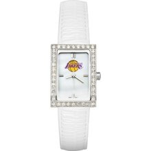 Los Angeles Lakers Women's Allure Watch with White Leather Strap