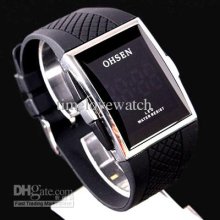 Low Price 6pcs Men's Red Led Digital Sport Watch Black Pu Band Month