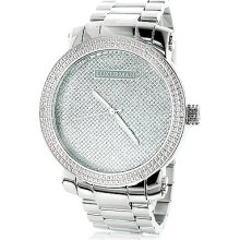 Luxurman Mens Diamond Watch 0.12ct Stainless Steel Band