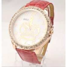Luxury Fashion Retro Crown Pattern Belt Watch Quartz Watch
