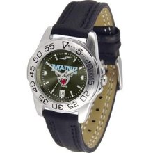 Maine Black Bears Ladies Leather Band Sports Watch