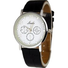 Man-made Leather Belt Mens Quartz Wrist Watch, Bhf