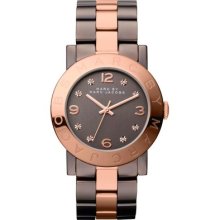 Marc By Marc Jacobs Mbm3195 Two Tone Stainless Steel Womans Watch Brown Rose