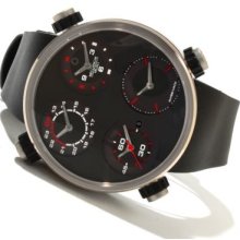 Meccaniche Veloci Men's Quattro Valvole Swiss Made Automatic Dual Time Titanium Rubber Strap Watch