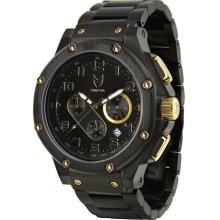 Meister Mens Ambassador Chronograph Stainless Watch - Black Bracelet - Black Dial - AM120SS