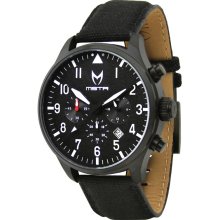 Meister Mens Aviator Chronograph Stainless Watch - Black Nylon Strap - Black Dial - AV101NB