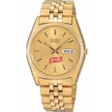 Men`s Gold Seiko Watch W/ Gold Sunray Dial & Adjustable Bracelet