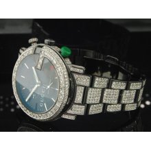 Mens 17 Ct. Custom Diamond Chronograph Gucci Fully Iced Band Ya101331 Face