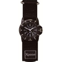 Mens/boys Xpose Black Watch Comfy Textile Strap Swim Proof 3981