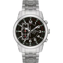 Men's Bulova Stainless Steel Chronograph Watch with Black Dial (Model: