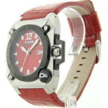 Mens Cage Fighter Leather Date Watch CF332009RDRD