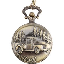 Men's Car Alloy Analog Quartz Pocket Watch (Bronze)