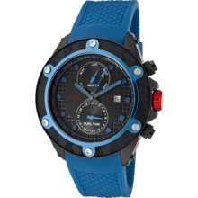 Men's Carbon Brake Dual Time Black Dial Teal