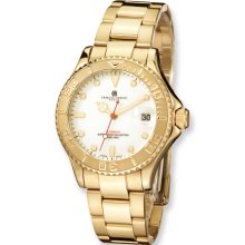 Mens Charles Hubert Gold-plated Stainless Steel White Dial Auto Watch