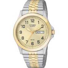 Mens Citizen Two Tone Quartz Champagne Dial Watch