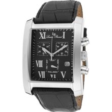 Men's Classico Chronograph Black Dial Black Genuine Leather ...