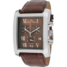 Men's Classico Chronograph Brown Dial Brown Genuine Leather ...