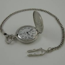 Men's Classique Pocket Watch Silver Overlay Polo Horses