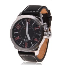 mens curren 8062 stainless steel chrome watch w/black face leather band u-boat - Stainless Steel